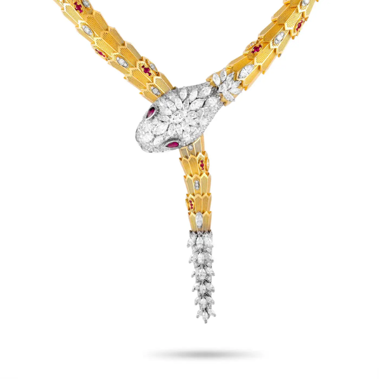 Serpenti Necklace Diamond Ruby Gold - Image 2